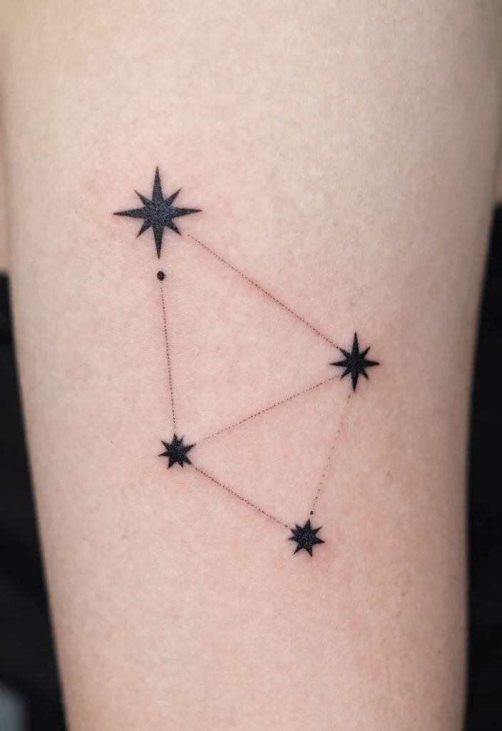 14 5 Star Tattoo Ideas With Minimal Style 12 14 5 Star Tattoo Ideas With Minimal Style - 2. Constellation of Five Stars 1