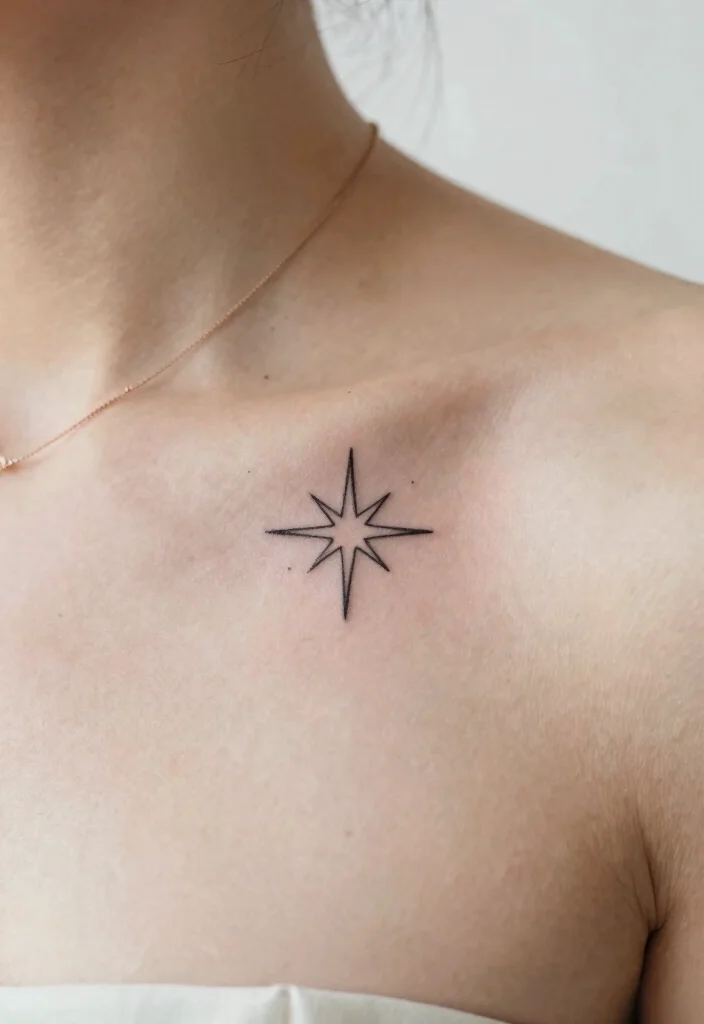 14 5 Star Tattoo Ideas With Minimal Style 24 14 5 Star Tattoo Ideas With Minimal Style - 4. Single Star on the Collarbone 1