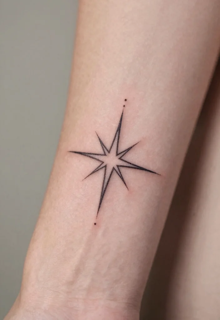 14 5 Star Tattoo Ideas With Minimal Style 36 14 5 Star Tattoo Ideas With Minimal Style - 6. Minimalist Star with a Dot 1