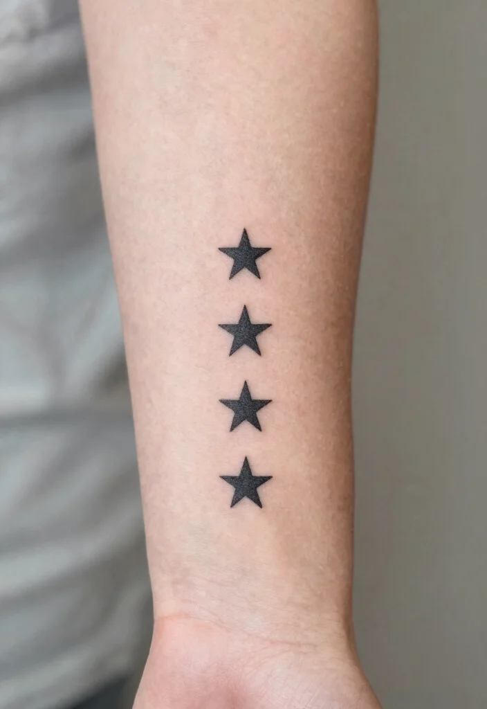 14 5 Star Tattoo Ideas With Minimal Style 37 14 5 Star Tattoo Ideas With Minimal Style - 7. Five Stars in a Row 1