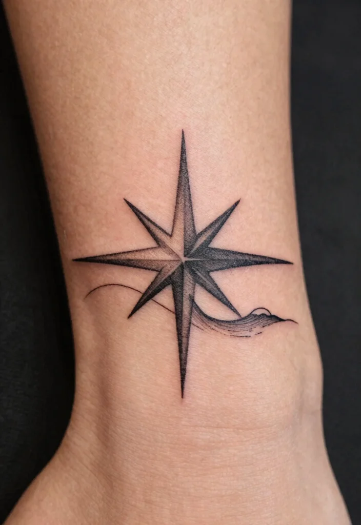 14 5 Star Tattoo Ideas With Minimal Style 38 14 5 Star Tattoo Ideas With Minimal Style - 8. Star with a Wave Design 1