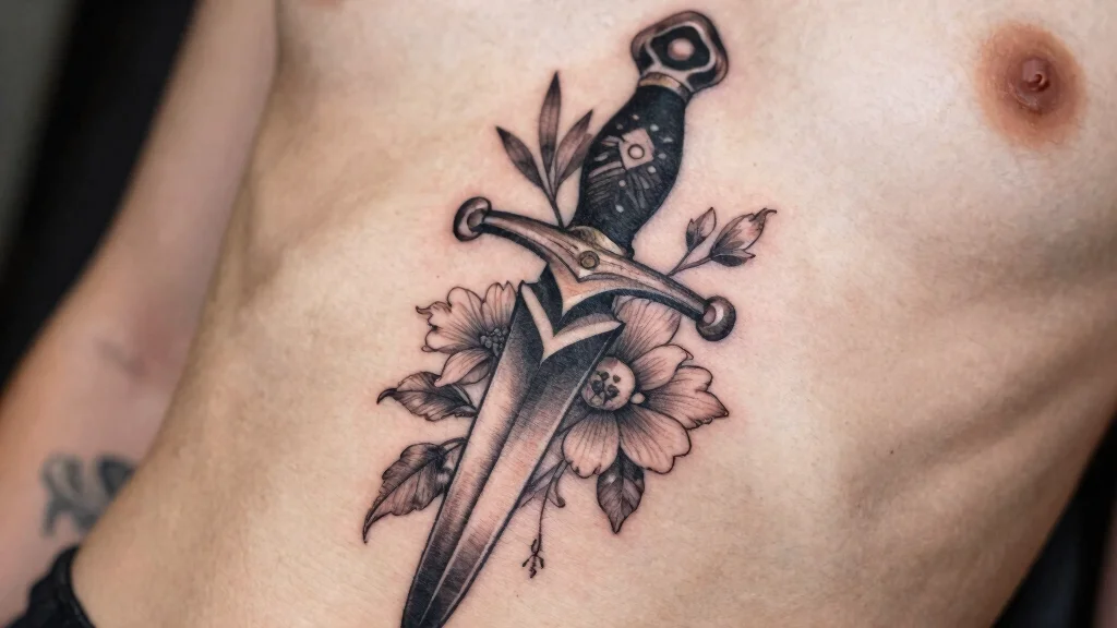 14 Dagger Sternum Tattoo Ideas With Sharp Detail