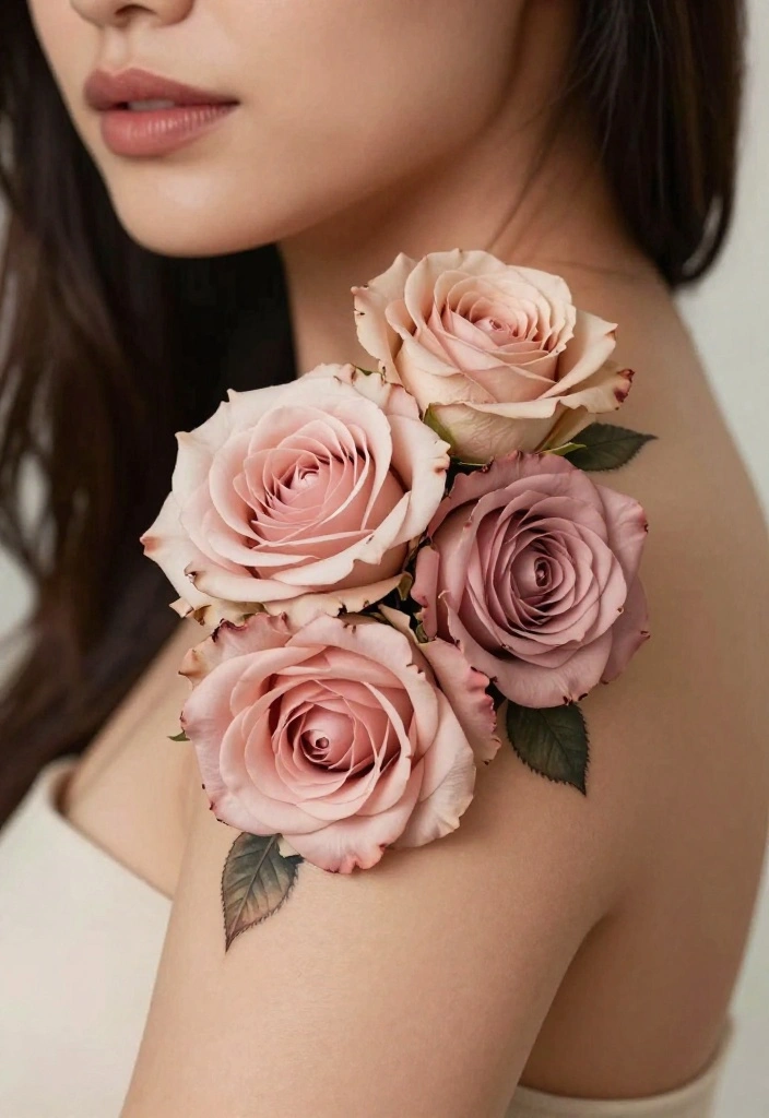 14 Minimal Rose Tattoo Design Ideas With Simple Grace 41 14 Minimal Rose Tattoo Design Ideas With Simple Grace - 11. Stacked Roses 1