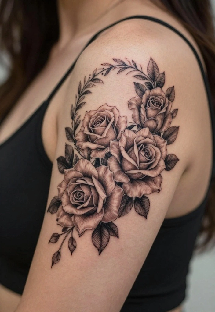 14 Minimal Rose Tattoo Design Ideas With Simple Grace 64 14 Minimal Rose Tattoo Design Ideas With Simple Grace - 14. Rose Wreath 1