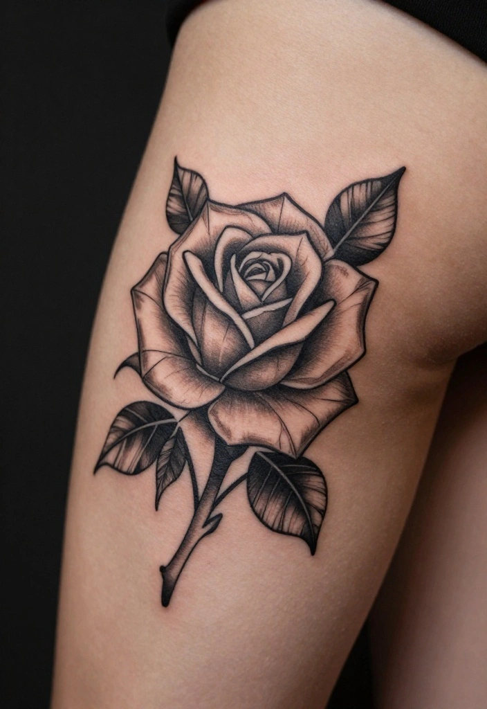 14 Minimal Rose Tattoo Design Ideas With Simple Grace 24 14 Minimal Rose Tattoo Design Ideas With Simple Grace - 4. Geometric Rose 1