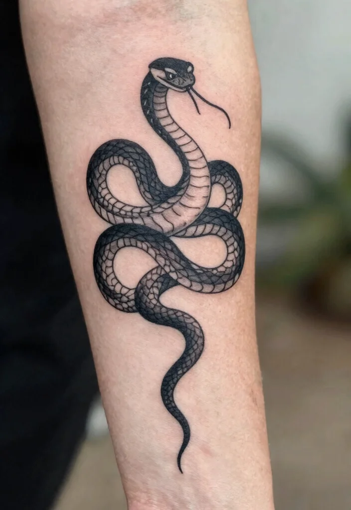 14 Snake Minimalist Tattoo Ideas With Clean Lines 1 14 Snake Minimalist Tattoo Ideas With Clean Lines - 1. Serpent Silhouette 1
