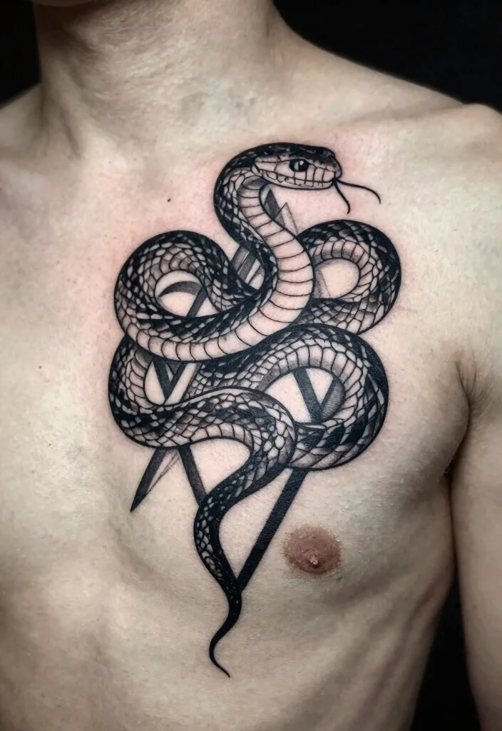 14 Snake Minimalist Tattoo Ideas With Clean Lines 50 14 Snake Minimalist Tattoo Ideas With Clean Lines - 10. Snake with Geometric Shapes 1