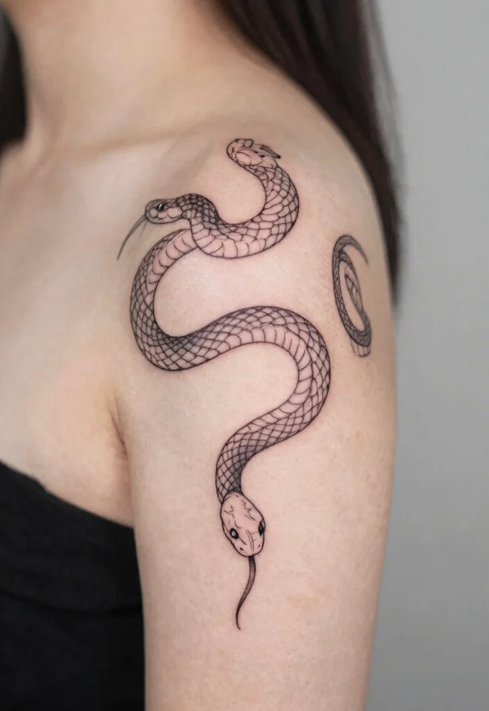 14 Snake Minimalist Tattoo Ideas With Clean Lines 51 14 Snake Minimalist Tattoo Ideas With Clean Lines - 11. Line Art Snake 1