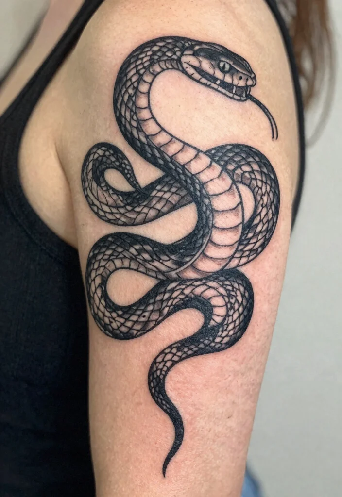 14 Snake Minimalist Tattoo Ideas With Clean Lines 14 14 Snake Minimalist Tattoo Ideas With Clean Lines - 4. Coiled Snake 1