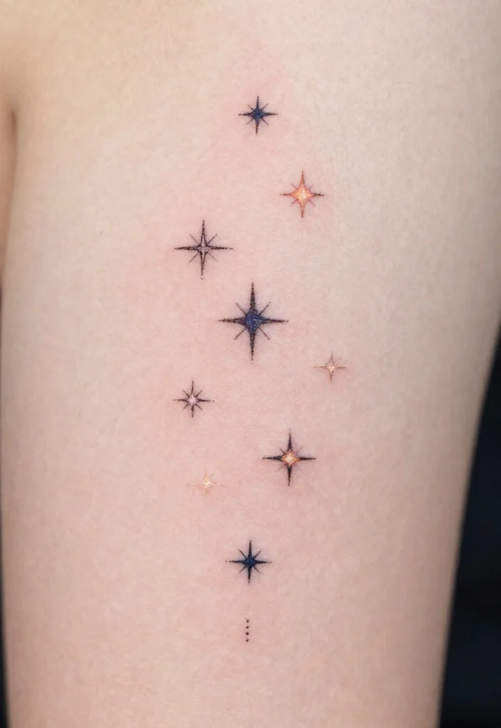 14 Tiny Spine Tattoo Ideas With Subtle Edge - 3. Starry Night 1