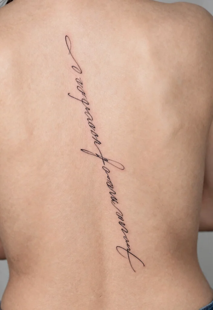 14 Tiny Spine Tattoo Ideas With Subtle Edge - 4. Scripted Words 1