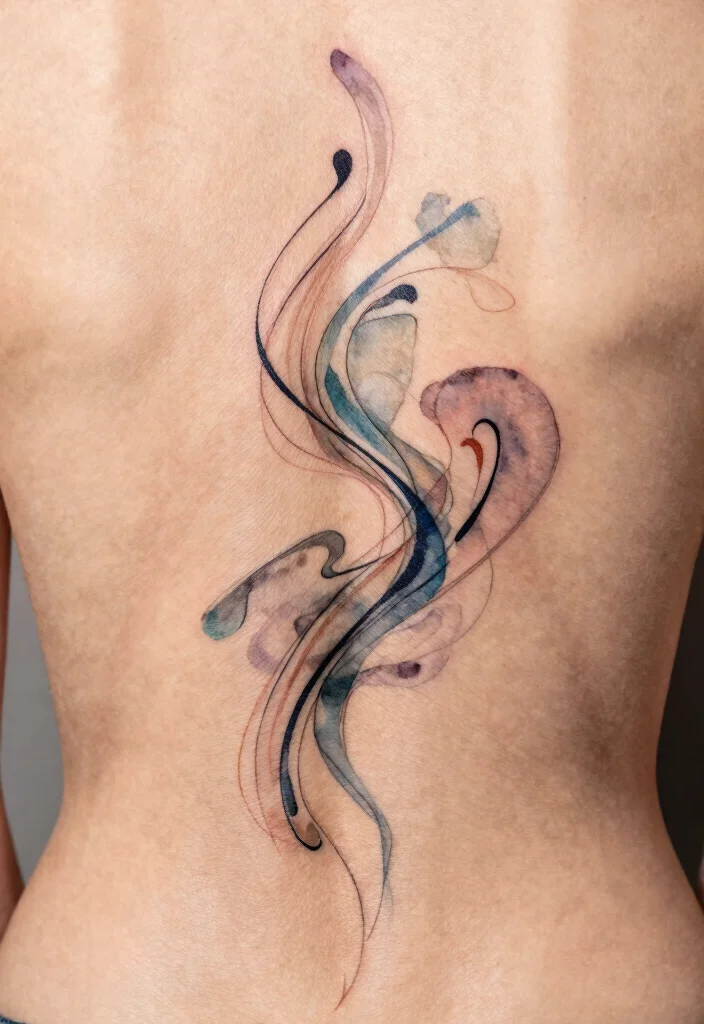 14 Tiny Spine Tattoo Ideas With Subtle Edge - 6. Abstract Art 1