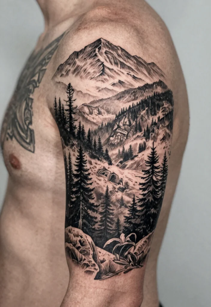15 Black Work Tattoo 2026 Trending Ideas With Heavy Contrast 52 15 Black Work Tattoo 2026 Trending Ideas With Heavy Contrast - 12. Textured Nature Scenes 1