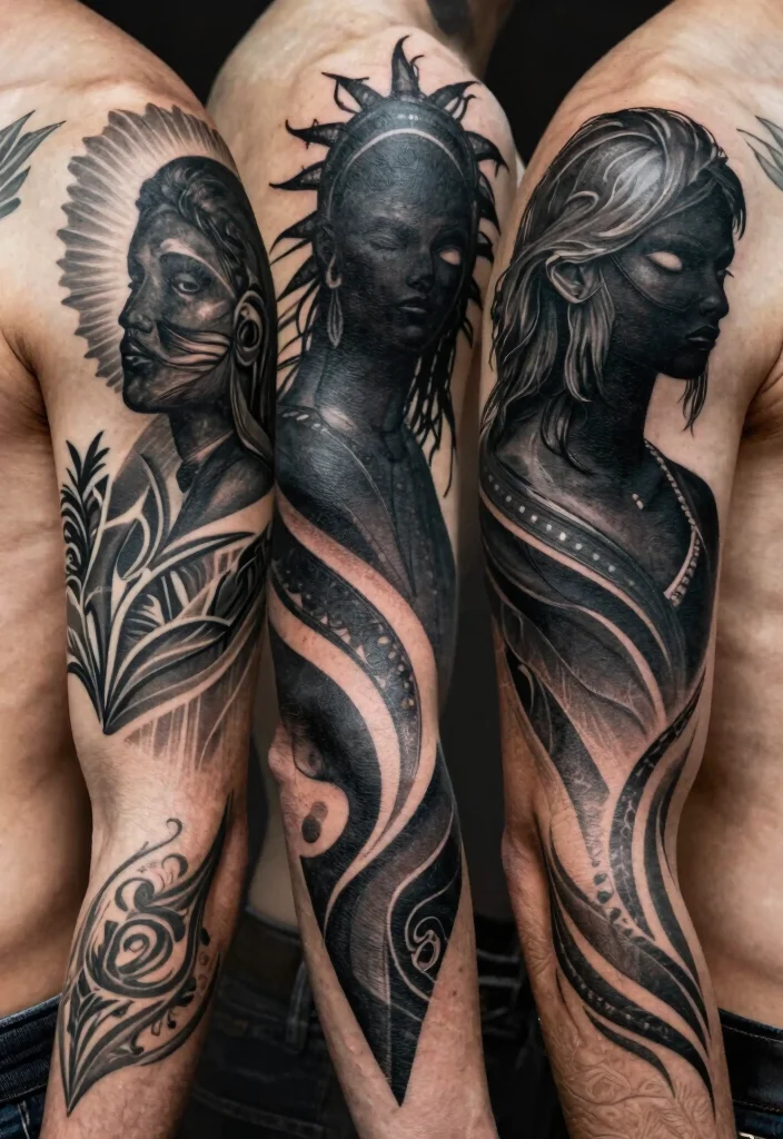 15 Black Work Tattoo 2026 Trending Ideas With Heavy Contrast 65 15 Black Work Tattoo 2026 Trending Ideas With Heavy Contrast - 15. Layered Silhouettes 1
