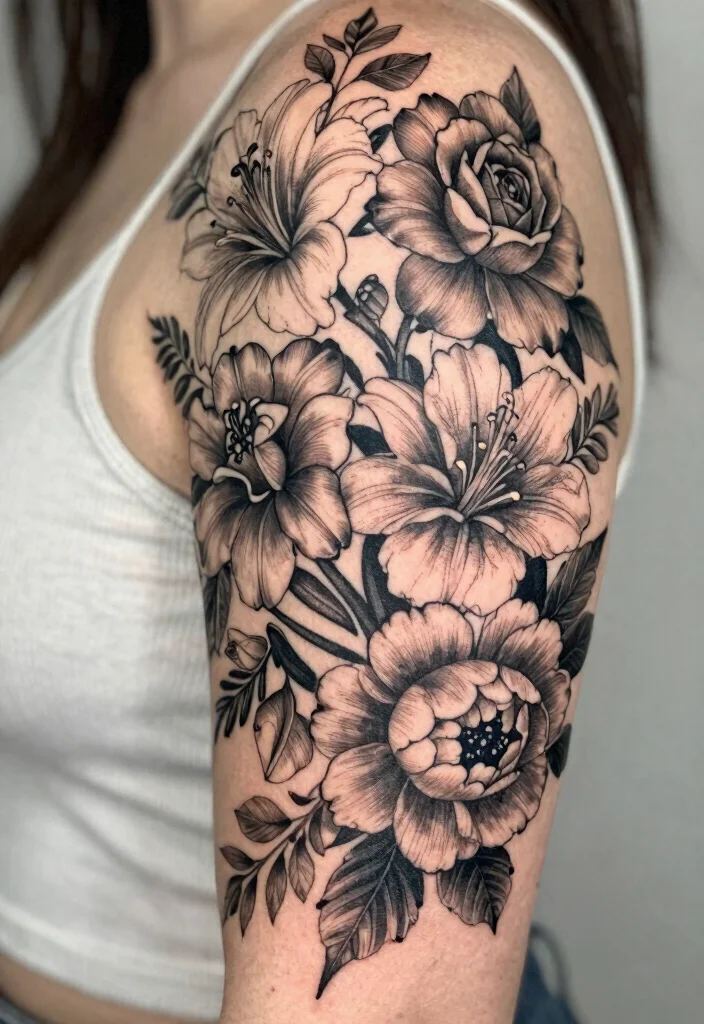 15 Black Work Tattoo 2026 Trending Ideas With Heavy Contrast 12 15 Black Work Tattoo 2026 Trending Ideas With Heavy Contrast - 2. Intricate Floral Designs 1