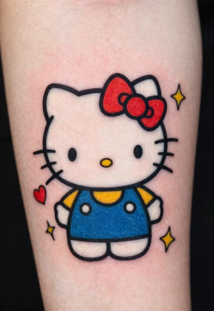 15 Hello Kitty Flash Tattoo Ideas With Cute Retro Vibes 1 15 Hello Kitty Flash Tattoo Ideas With Cute Retro Vibes - 1. Classic Hello Kitty with a Bow 1