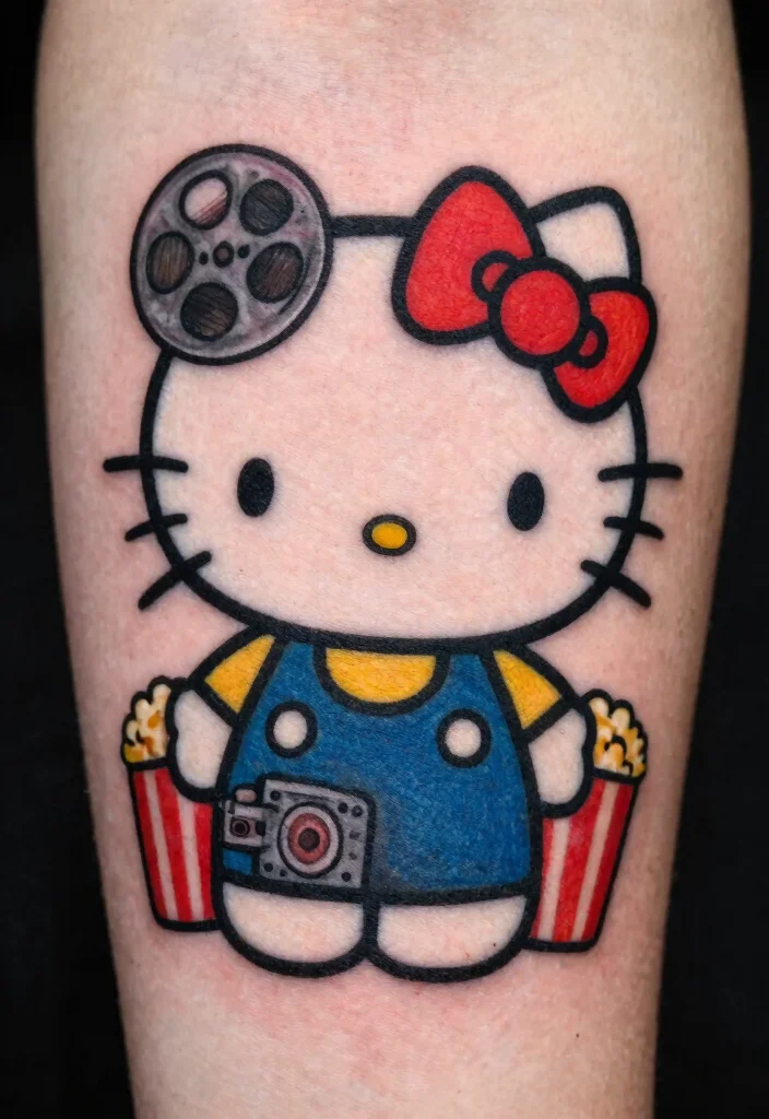 15 Hello Kitty Flash Tattoo Ideas With Cute Retro Vibes 50 15 Hello Kitty Flash Tattoo Ideas With Cute Retro Vibes - 10. Hello Kitty in a Retro Movie Scene 1