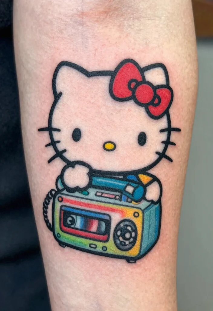 15 Hello Kitty Flash Tattoo Ideas With Cute Retro Vibes 51 15 Hello Kitty Flash Tattoo Ideas With Cute Retro Vibes - 11. Hello Kitty with Retro Tech 1