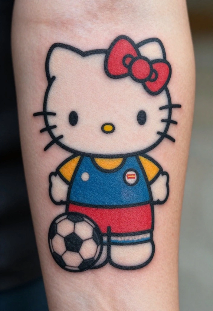 15 Hello Kitty Flash Tattoo Ideas With Cute Retro Vibes 62 15 Hello Kitty Flash Tattoo Ideas With Cute Retro Vibes - 12. Hello Kitty with Retro Sports Gear 1