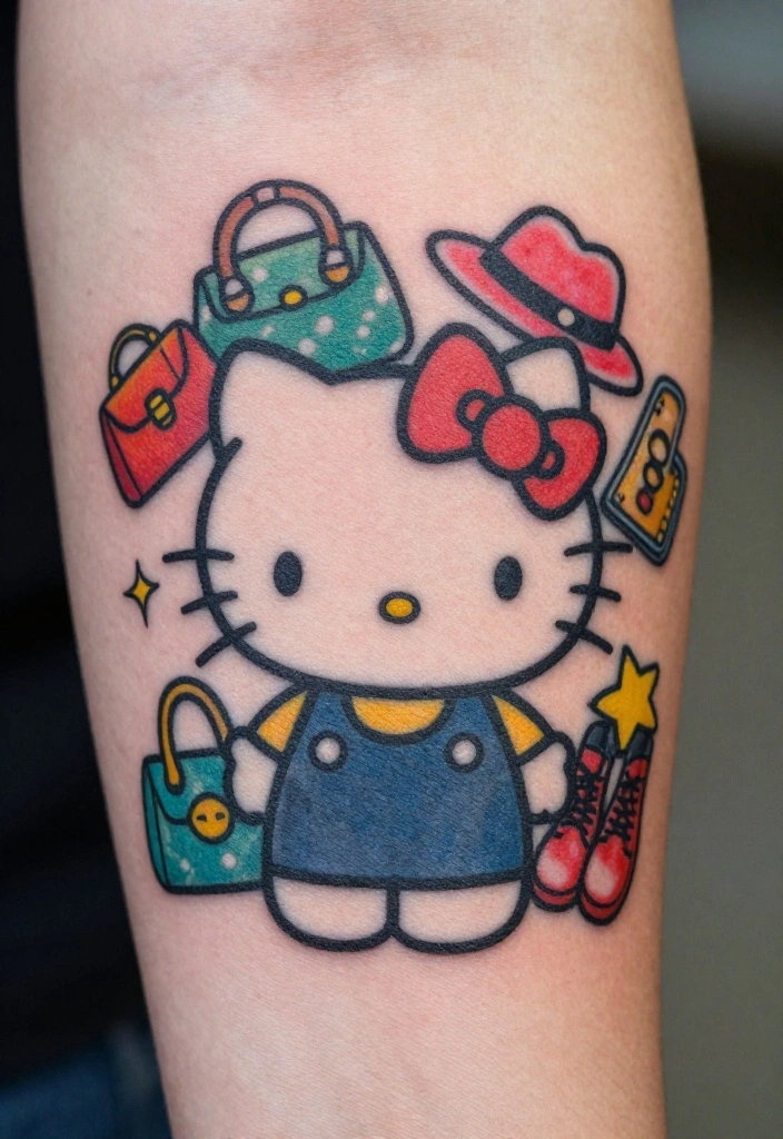 15 Hello Kitty Flash Tattoo Ideas With Cute Retro Vibes 64 15 Hello Kitty Flash Tattoo Ideas With Cute Retro Vibes - 14. Hello Kitty in Retro Fashion Accessories 1