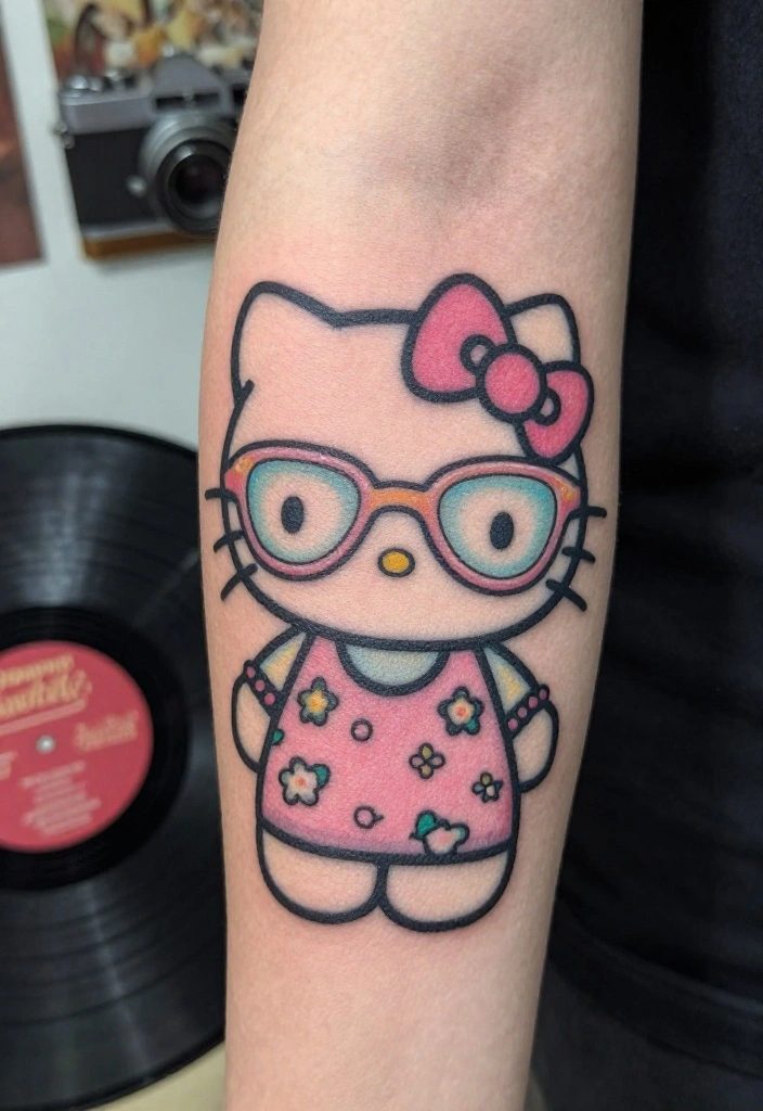 15 Hello Kitty Flash Tattoo Ideas With Cute Retro Vibes 12 15 Hello Kitty Flash Tattoo Ideas With Cute Retro Vibes - 2. Hello Kitty in Vintage Fashion 1