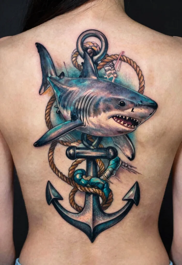 15 Mako Shark Tattoo Ideas With Sleek Power 40 15 Mako Shark Tattoo Ideas With Sleek Power - 10. Mako Shark and Nautical Elements 1
