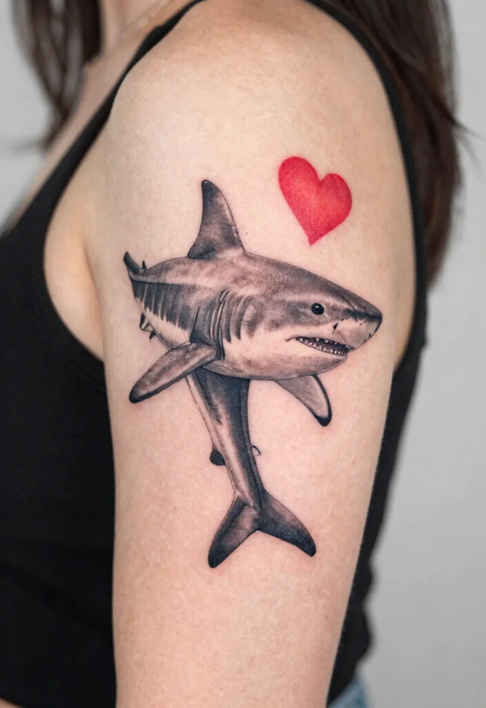15 Mako Shark Tattoo Ideas With Sleek Power 41 15 Mako Shark Tattoo Ideas With Sleek Power - 11. Mako Shark with a Heart 1