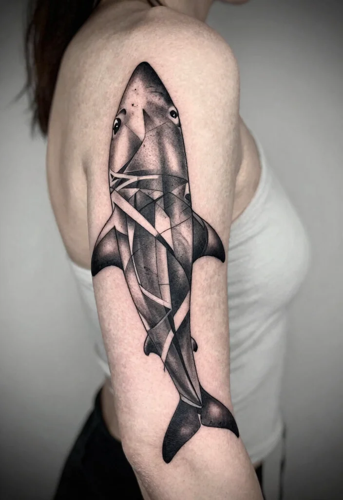 15 Mako Shark Tattoo Ideas With Sleek Power 14 15 Mako Shark Tattoo Ideas With Sleek Power - 4. Geometric Mako Shark 1
