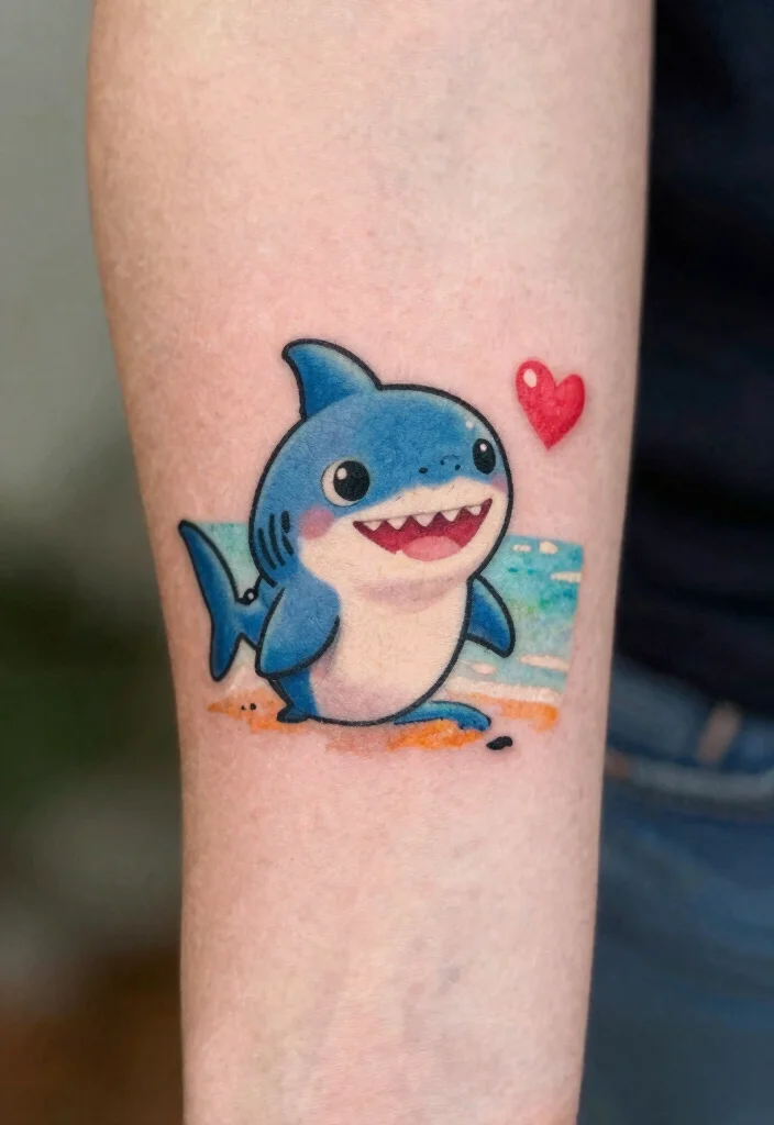 15 Mini Shark Tattoo Ideas With Minimal Edge 65 15 Mini Shark Tattoo Ideas With Minimal Edge - 15. Tiny Shark with a Heart 1