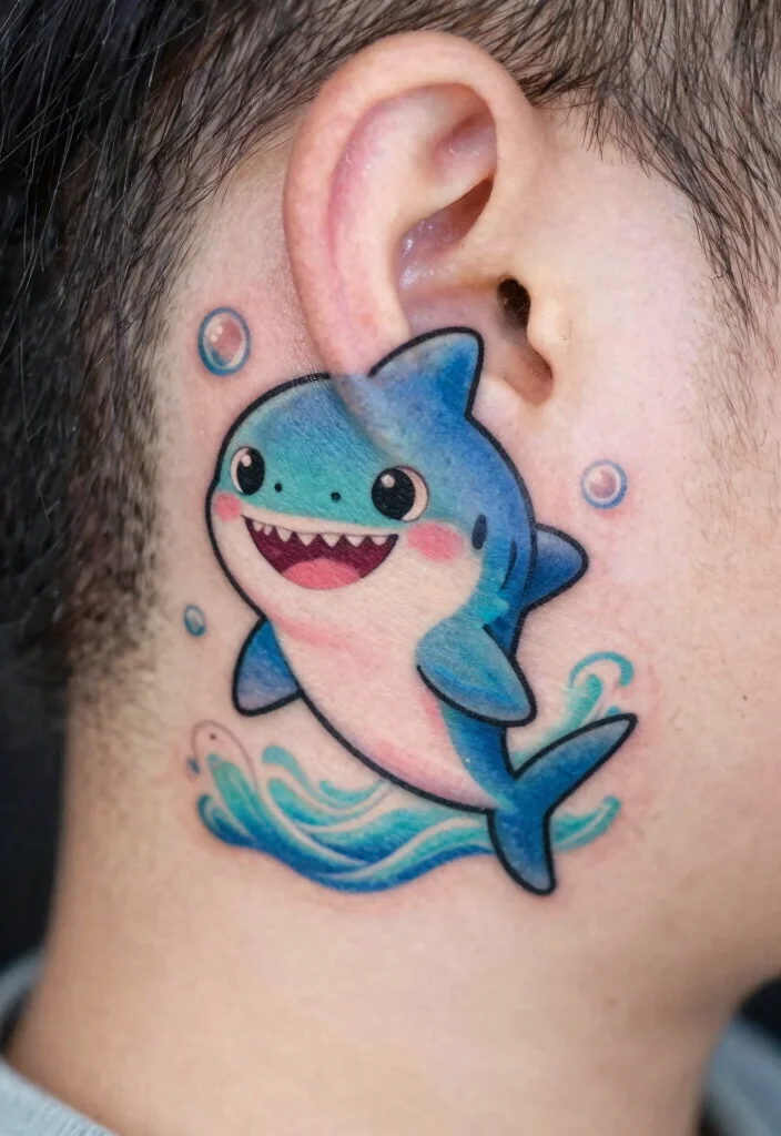 15 Mini Shark Tattoo Ideas With Minimal Edge 2 15 Mini Shark Tattoo Ideas With Minimal Edge - 2. Playful Baby Shark 1