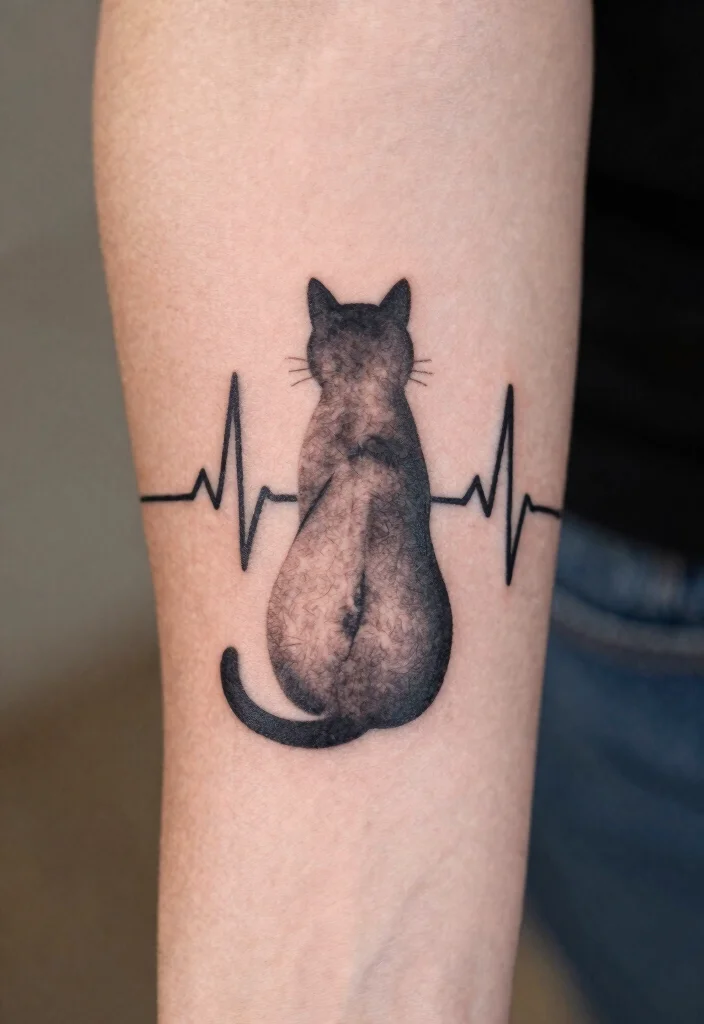 15 Pet Memorial Tattoo Cat Ideas With Heartfelt Meaning 23 15 Pet Memorial Tattoo Cat Ideas With Heartfelt Meaning - 3. Heartbeat Line 1