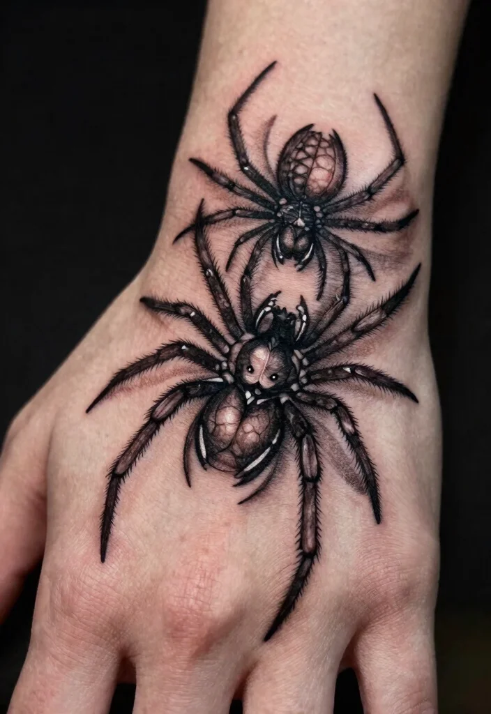 15 Spider Hand Tattoo 2026 Trending Ideas With Dark Vibes 17 15 Spider Hand Tattoo 2026 Trending Ideas With Dark Vibes - 7. Symmetrical Patterns 1