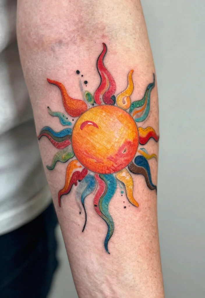 15 Sun Elbow Tattoo Ideas With Radiant Edge 50 15 Sun Elbow Tattoo Ideas With Radiant Edge - 10. Abstract Sun Art 1