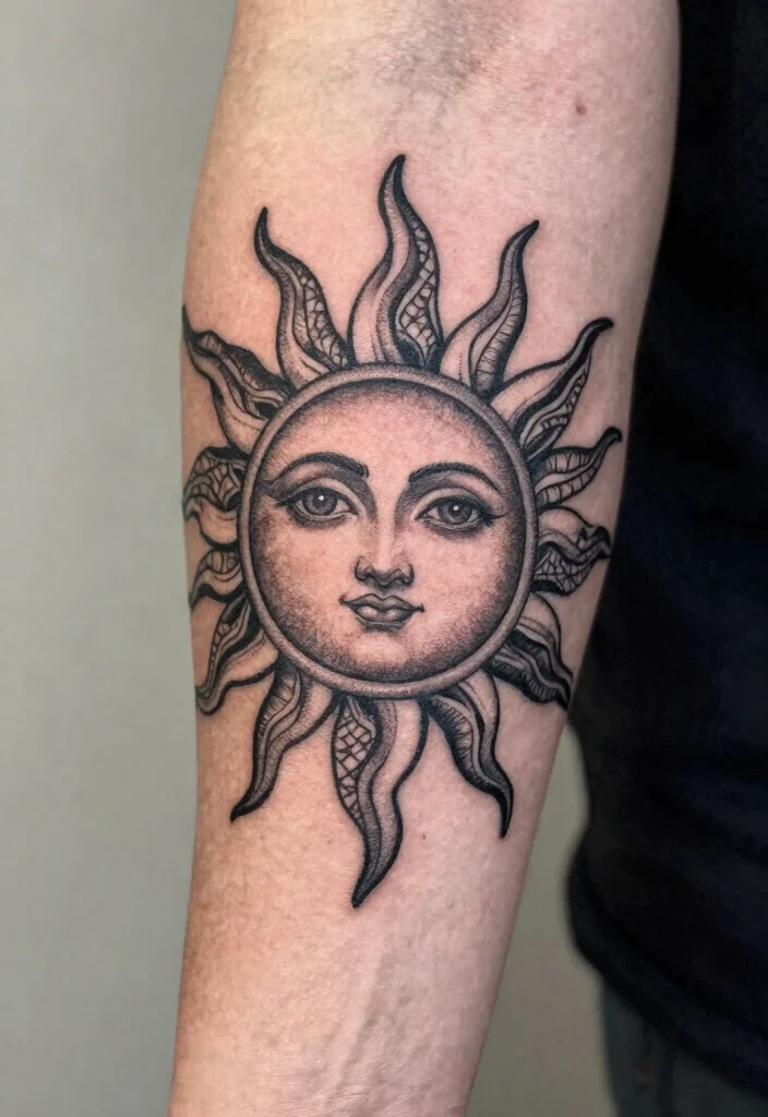 15 Sun Elbow Tattoo Ideas With Radiant Edge 51 15 Sun Elbow Tattoo Ideas With Radiant Edge - 11. Sun with Mandala Elements 1