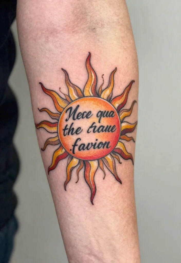 15 Sun Elbow Tattoo Ideas With Radiant Edge 65 15 Sun Elbow Tattoo Ideas With Radiant Edge - 15. Inspirational Quote with Sun 1