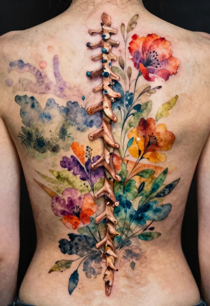 15 Tattoo Ideas Spine 2026 Trending Designs With Elegant Impact 29 15 Tattoo Ideas Spine 2026 Trending Designs With Elegant Impact - 9. Watercolor Techniques 1