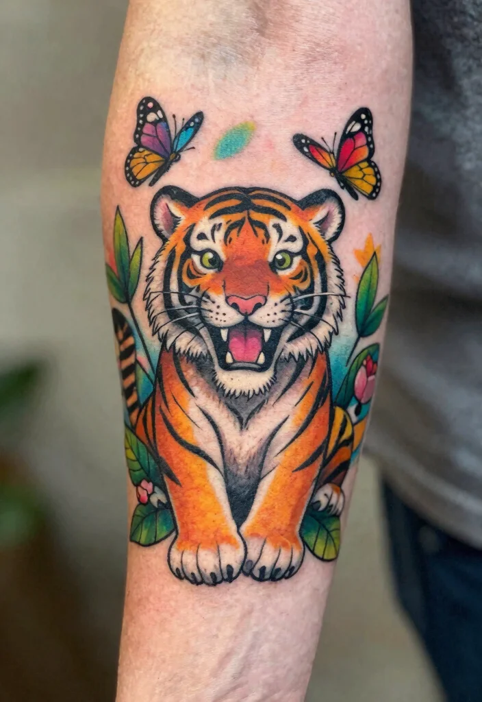 15 Traditional Japanese Tiger Tattoo Ideas With Fierce Style - 13. The Playful Tiger 1