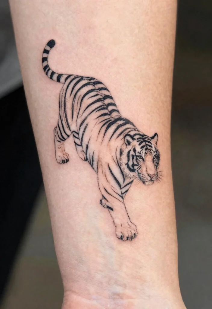 15 Traditional Japanese Tiger Tattoo Ideas With Fierce Style - 6. Minimalist Tiger Ink 1