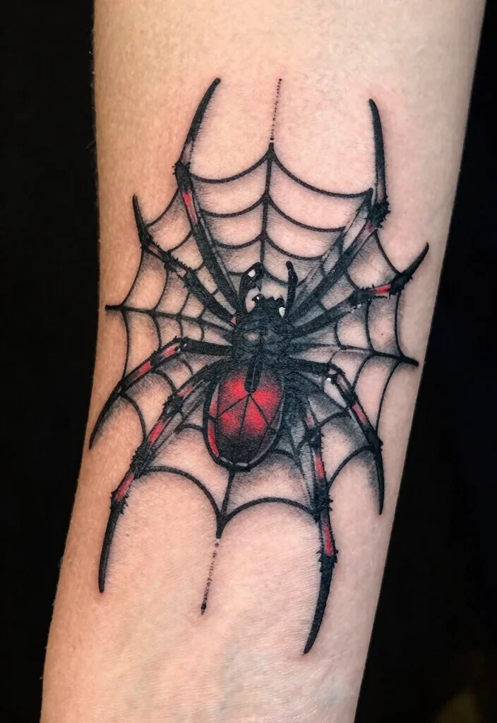 16 Black Red Tattoo Design Ideas With Bold Drama - 12. Spider Web 1