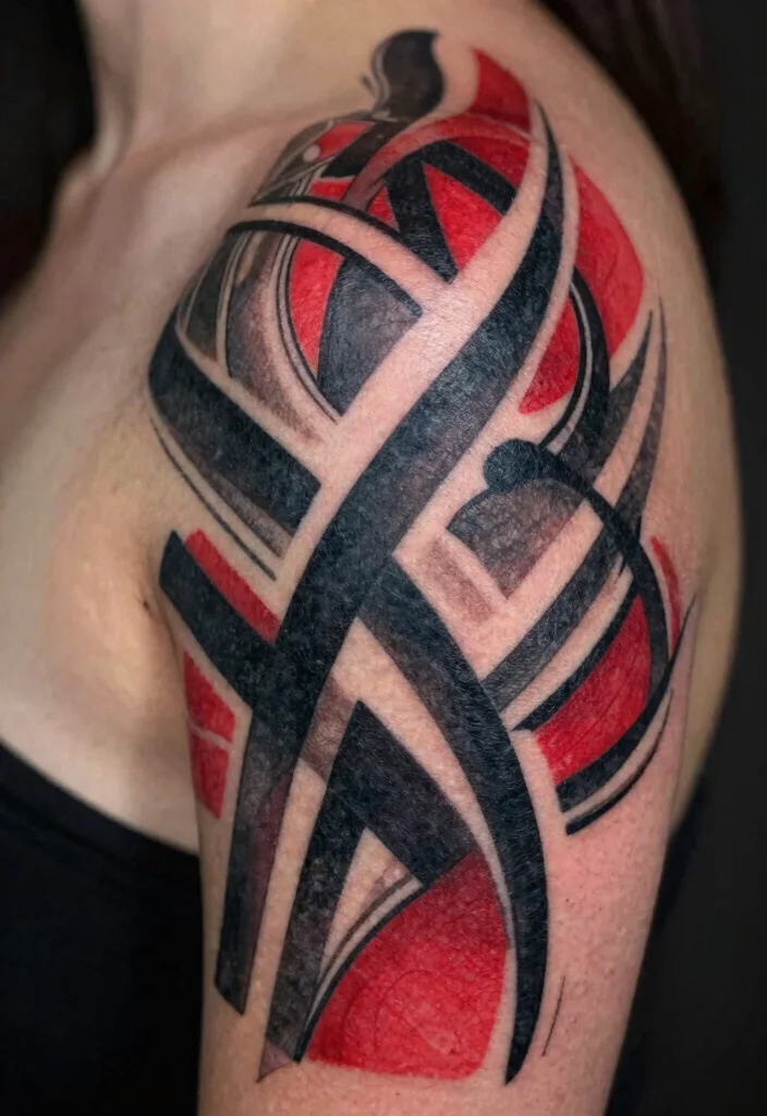 16 Black Red Tattoo Design Ideas With Bold Drama - 4. Abstract Patterns 1