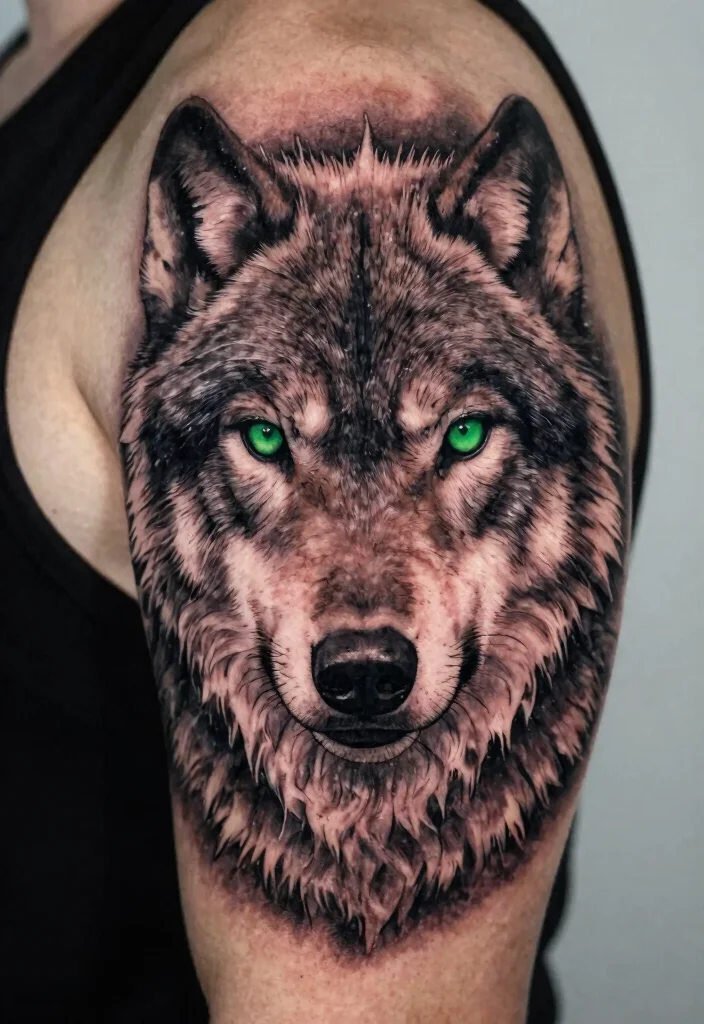 16 Celtic Wolf Tattoo Ideas With Mythic Strength - 5. Realistic Wolf Portrait 1