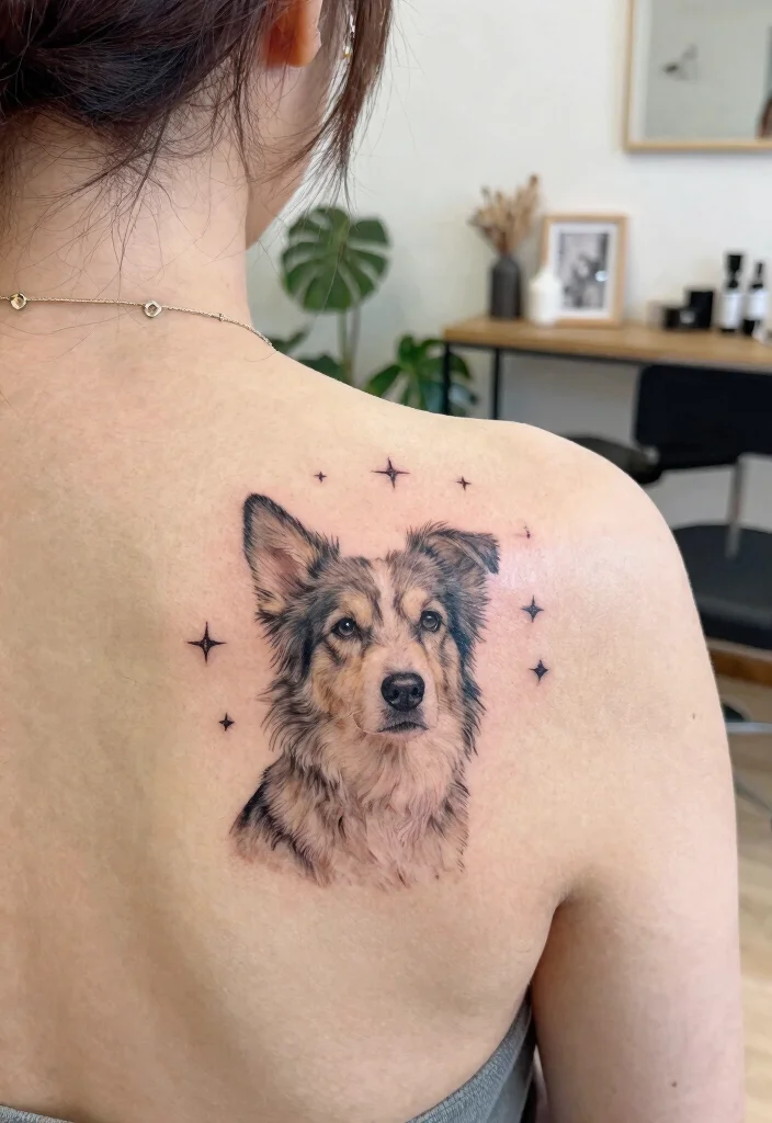 16 Fine Line Dog Tattoo 2026 Trending Ideas With Minimal Elegance 51 16 Fine Line Dog Tattoo 2026 Trending Ideas With Minimal Elegance - 11. Dog with Stars 1