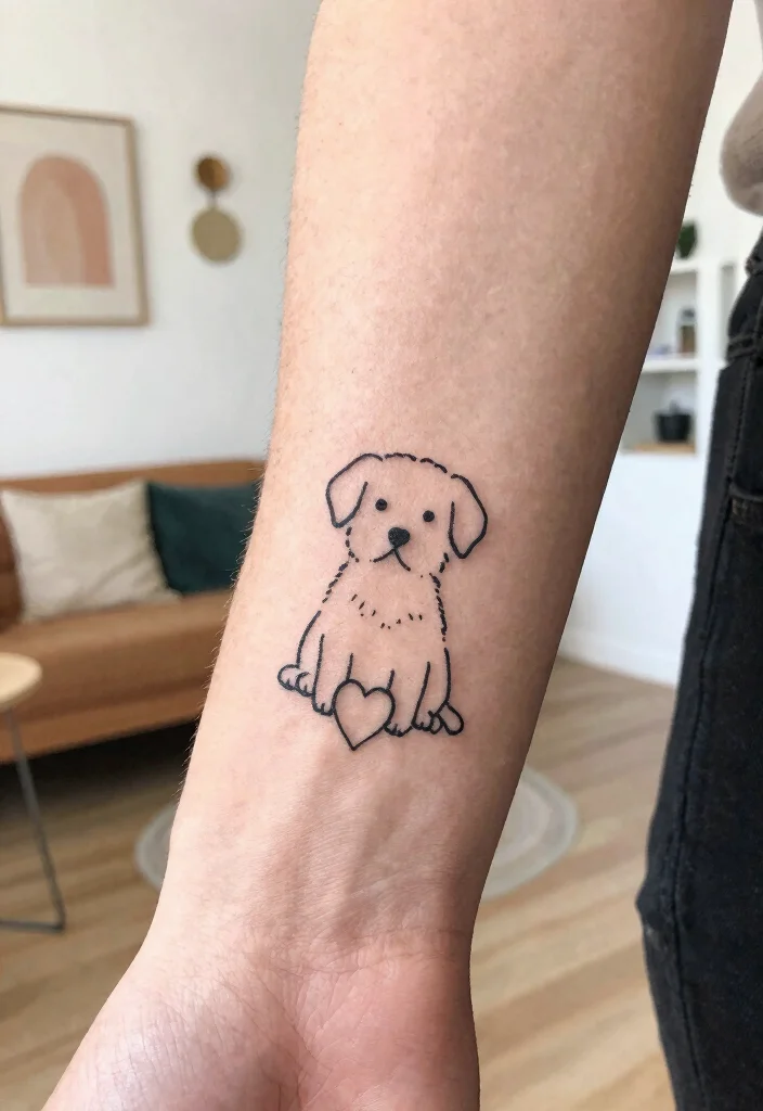 16 Fine Line Dog Tattoo 2026 Trending Ideas With Minimal Elegance 29 16 Fine Line Dog Tattoo 2026 Trending Ideas With Minimal Elegance - 9. Simple Lines with a Heart 1