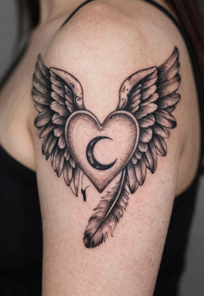 16 Heart Shaped Angel Wing Tattoo Ideas With Spiritual Touch 52 16 Heart Shaped Angel Wing Tattoo Ideas With Spiritual Touch - 12. Connected Symbols 1