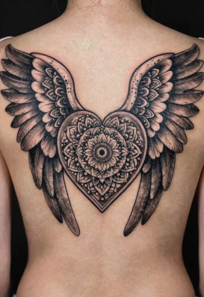 16 Heart Shaped Angel Wing Tattoo Ideas With Spiritual Touch 65 16 Heart Shaped Angel Wing Tattoo Ideas With Spiritual Touch - 15. Spiritual Mandala Designs 1