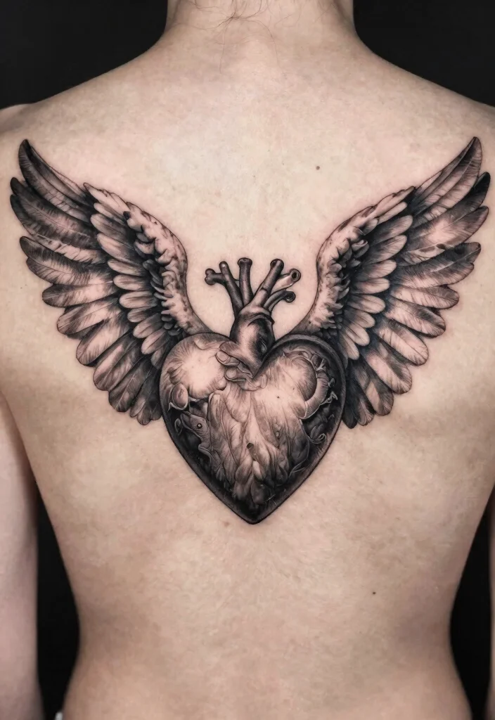 16 Heart Shaped Angel Wing Tattoo Ideas With Spiritual Touch 25 16 Heart Shaped Angel Wing Tattoo Ideas With Spiritual Touch - 5. 3D Effect Tattoos 1