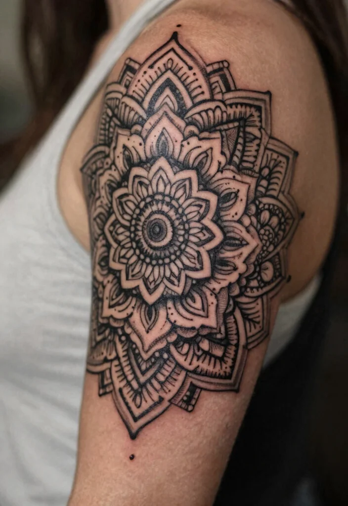 16 Mandala and Flower Tattoo Sleeve Ideas With Artistic Flow - 1. Intricate Mandala Patterns 1