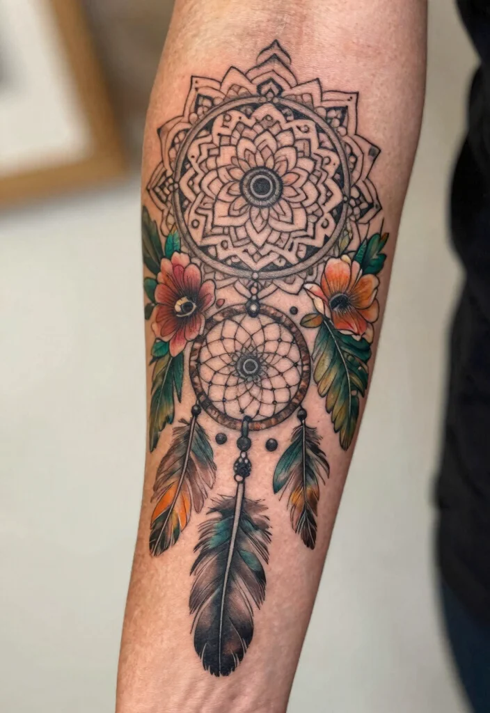 16 Mandala and Flower Tattoo Sleeve Ideas With Artistic Flow - 3. Bohemian Vibes 1