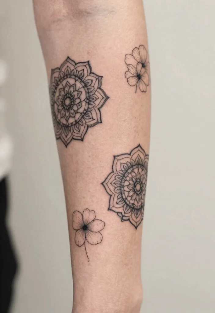 16 Mandala and Flower Tattoo Sleeve Ideas With Artistic Flow - 5. Minimalist Approach 1