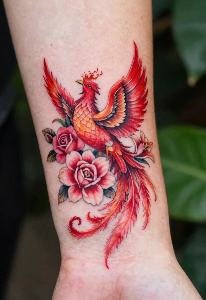 16 Phoenix Tattoo Feminine Small for Women Ideas With Grace - 1. Floral Phoenix Embrace 1